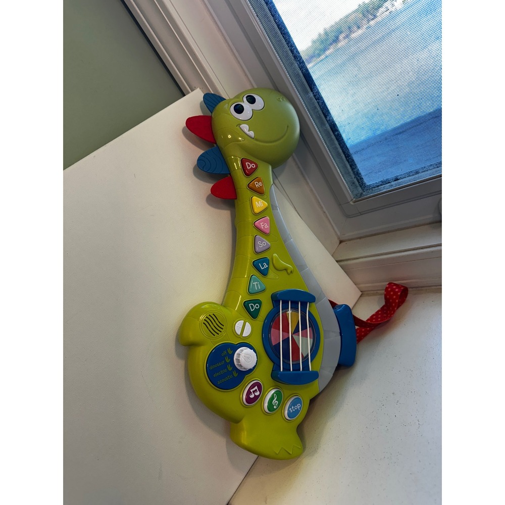 GiggleScape Dinosaur Guitar Musical Toy Green 3 Sound Modes 19 Inch